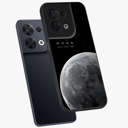 Cosmic Moon Glow Glass Case displayed in angled mockup highlighting celestial moon design with cosmic aesthetic theme.