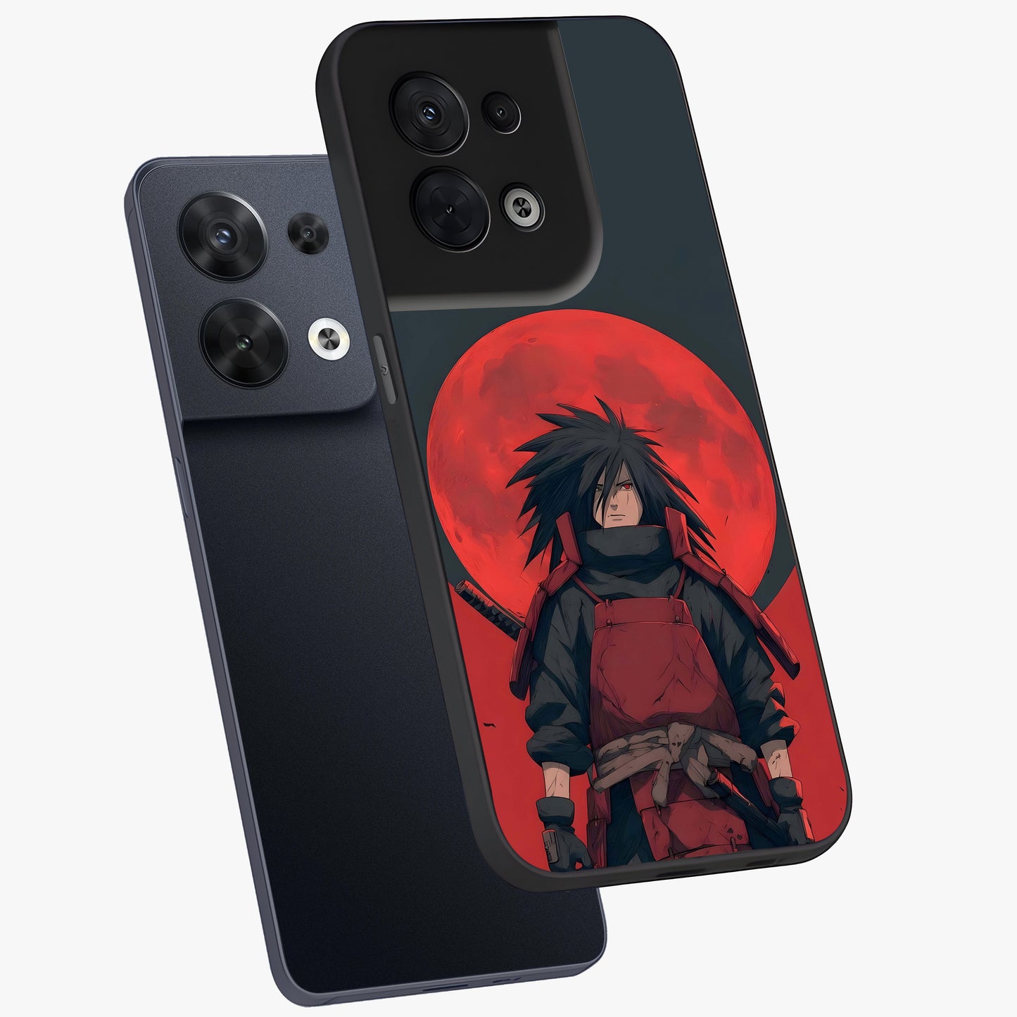 Crimson Moon Warlord Glass Case displayed in angled mockup highlighting dramatic crimson moon design with fantasy aesthetic.