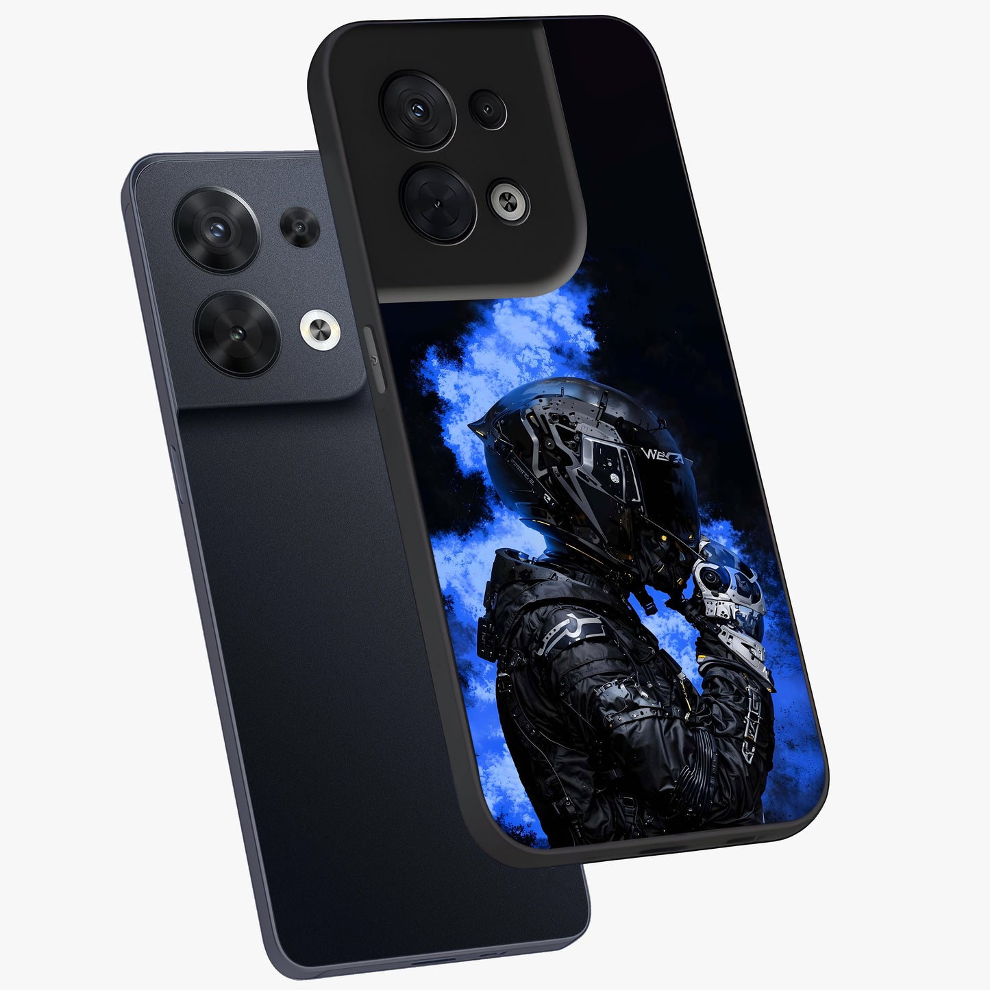 Cyber Sentinel Protocol Glass Case displayed in angled mockup highlighting digital cyber design with sci-fi aesthetic style.
