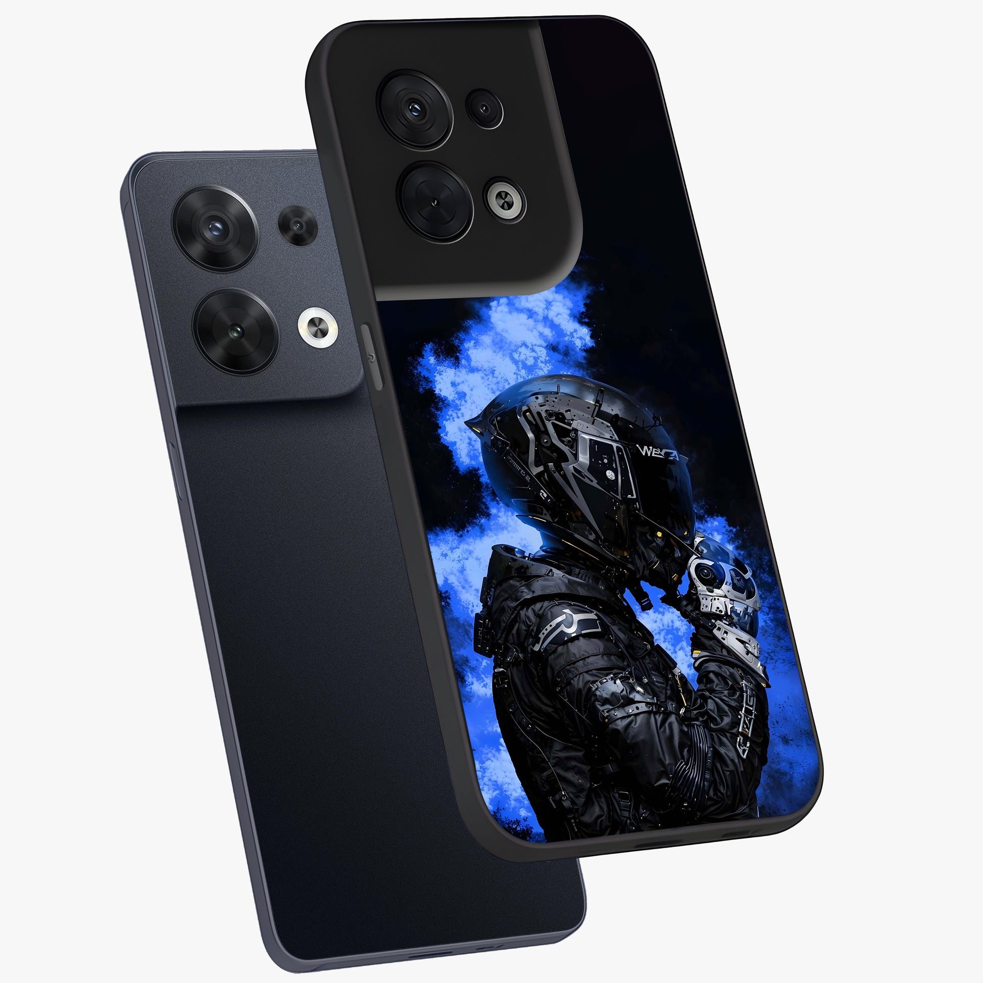 Cyber Sentinel Protocol Glass Case displayed in angled mockup highlighting digital cyber design with sci-fi aesthetic style.