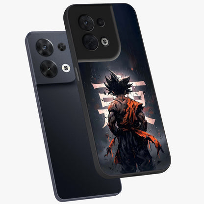 Dark Warrior In Rain Glass Case displayed in angled mockup highlighting dramatic warrior illustration with dark rain aesthetic.