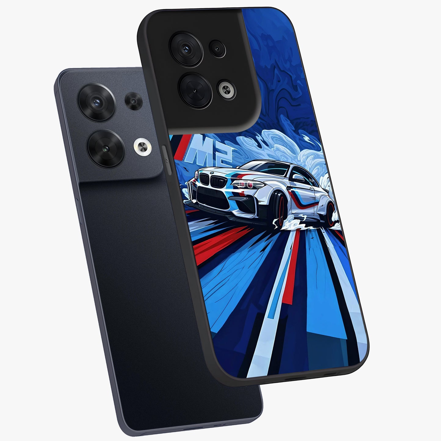 Drift Power Rush Glass Case displayed in angled mockup highlighting powerful drift car design with sporty aesthetic style.