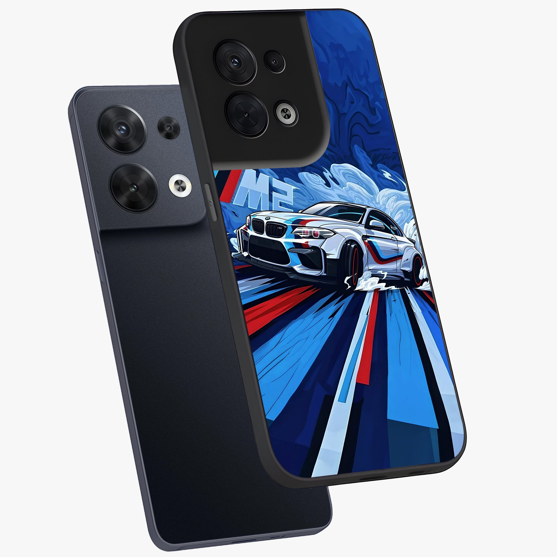 Drift Power Rush Glass Case displayed in angled mockup highlighting powerful drift car design with sporty aesthetic style.