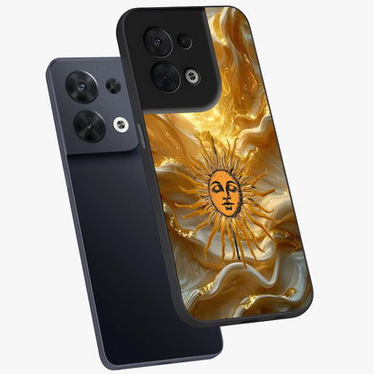 Eternal Golden Glow Glass Case displayed in angled mockup highlighting glowing golden aesthetic design with elegant style.