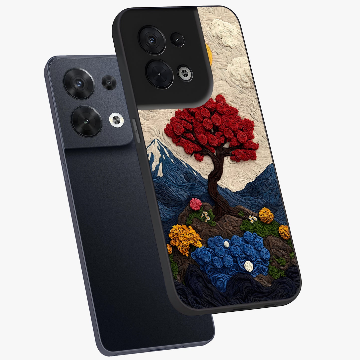 Eternal Nature Tapestry Glass Case displayed in angled mockup highlighting detailed botanical pattern with artistic aesthetic.