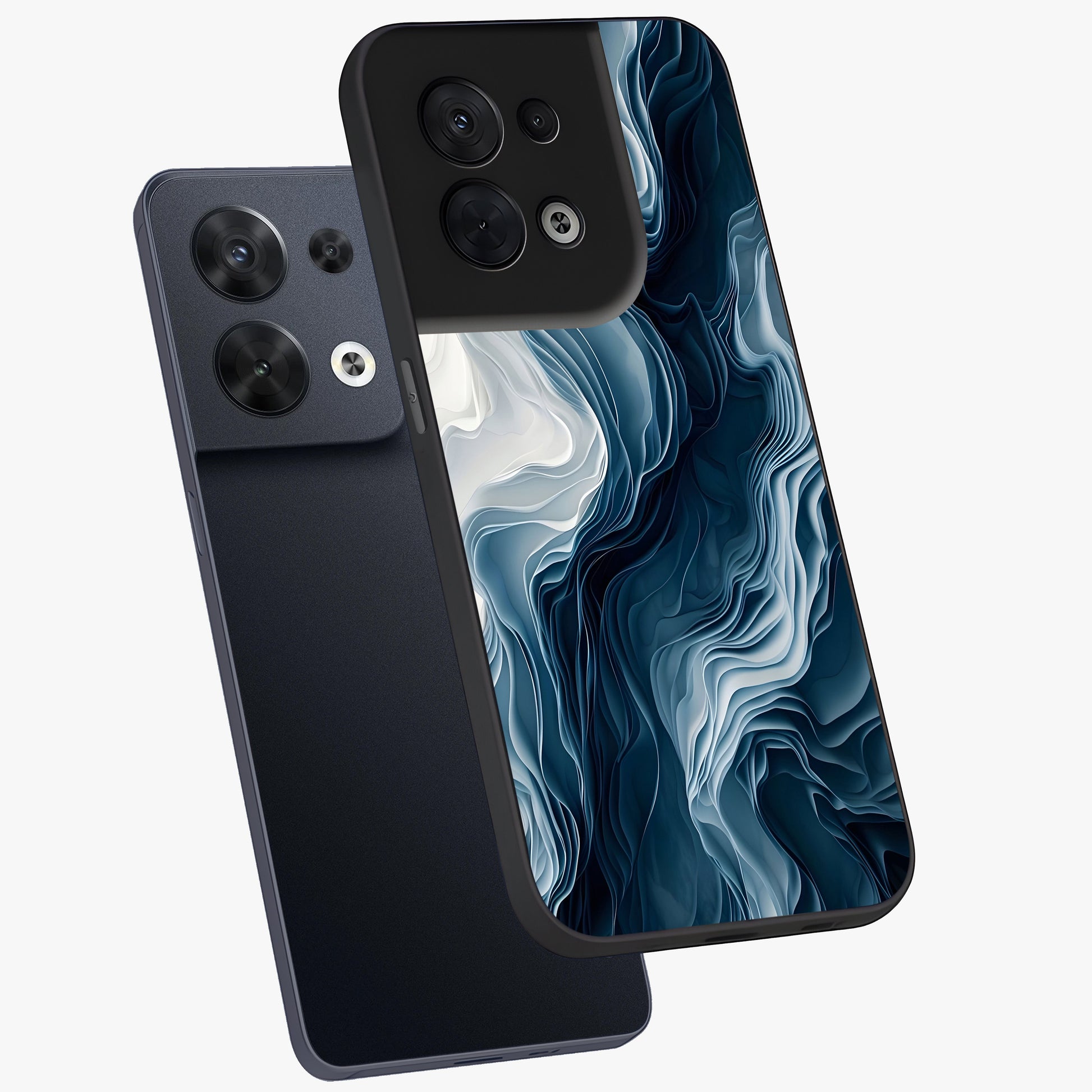 Ethereal Paper Marble Glass Case displayed in angled mockup highlighting elegant marble pattern with modern aesthetic style.