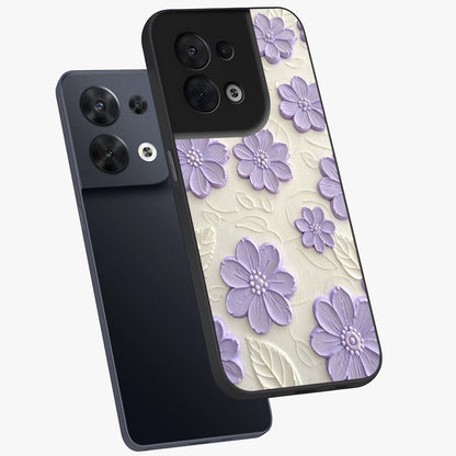 Floral Wall Art With Purple Flowers Glass Case displayed in angled mockup highlighting vibrant purple floral illustration with artistic aesthetic.