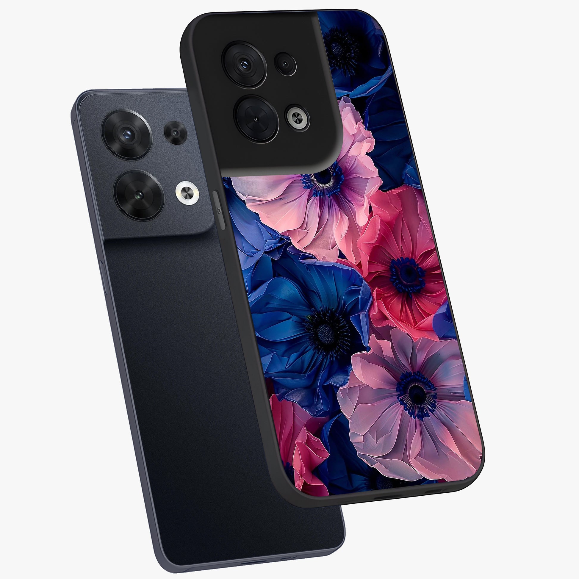 Flower Paper Art Pattern Glass Case displayed in angled mockup highlighting layered paper flower design with artistic aesthetic.