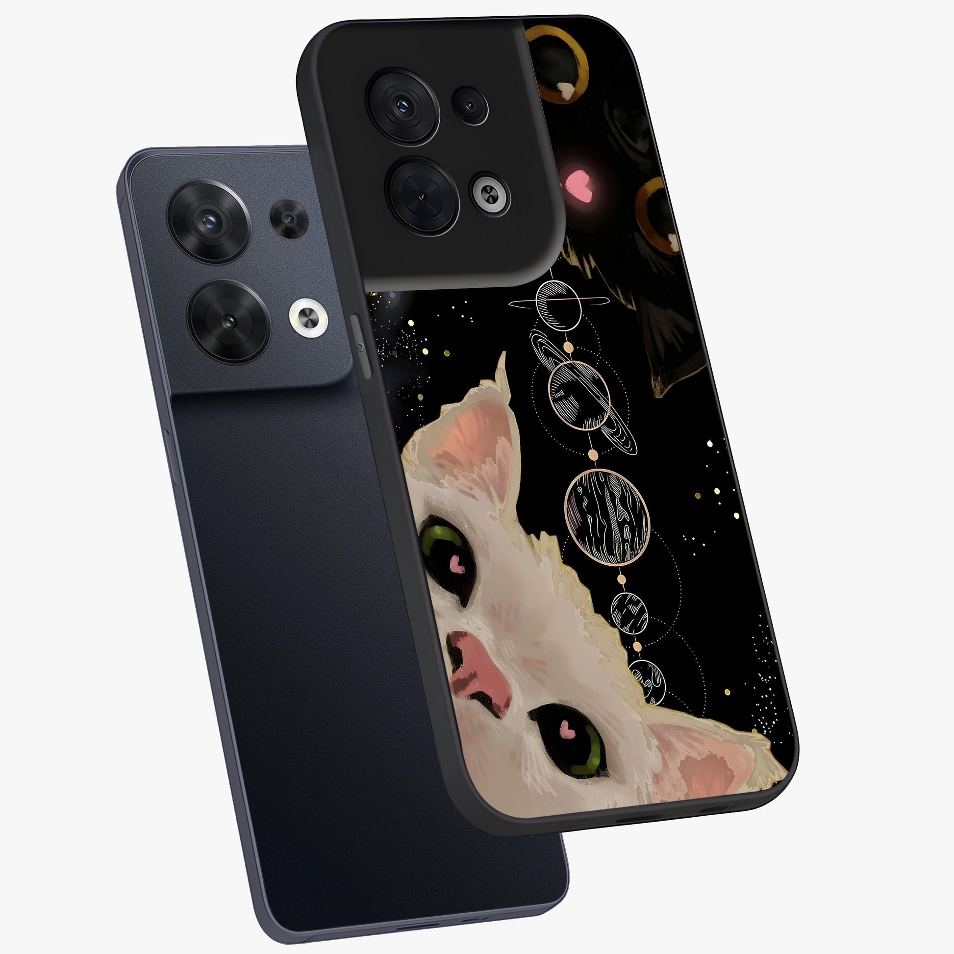 Galactic Cat Glass Case displayed in angled mockup highlighting celestial feline illustration with galaxy aesthetic style.