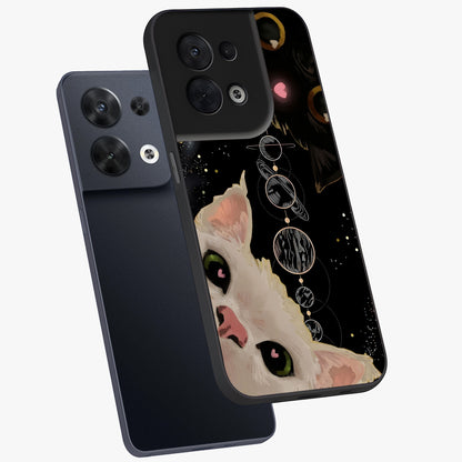 Galactic Cat Glass Case displayed in angled mockup highlighting celestial feline illustration with galaxy aesthetic style.