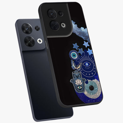 Galactic Charm Cluster Glass Case displayed in angled mockup highlighting luminous galaxy inspired design with dreamy aesthetic.