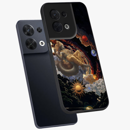Galactic Divine God Glass Case displayed in angled mockup highlighting powerful celestial deity illustration with galactic aesthetic.