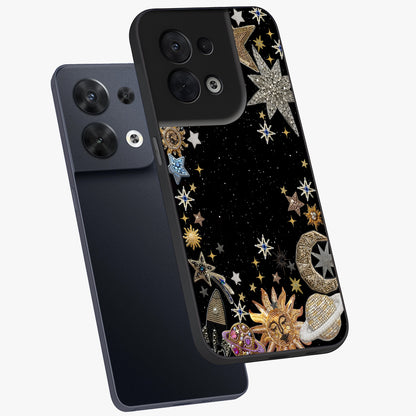 Galactic Jewel Stars Glass Case displayed in angled mockup highlighting shining celestial star design with cosmic aesthetic style.