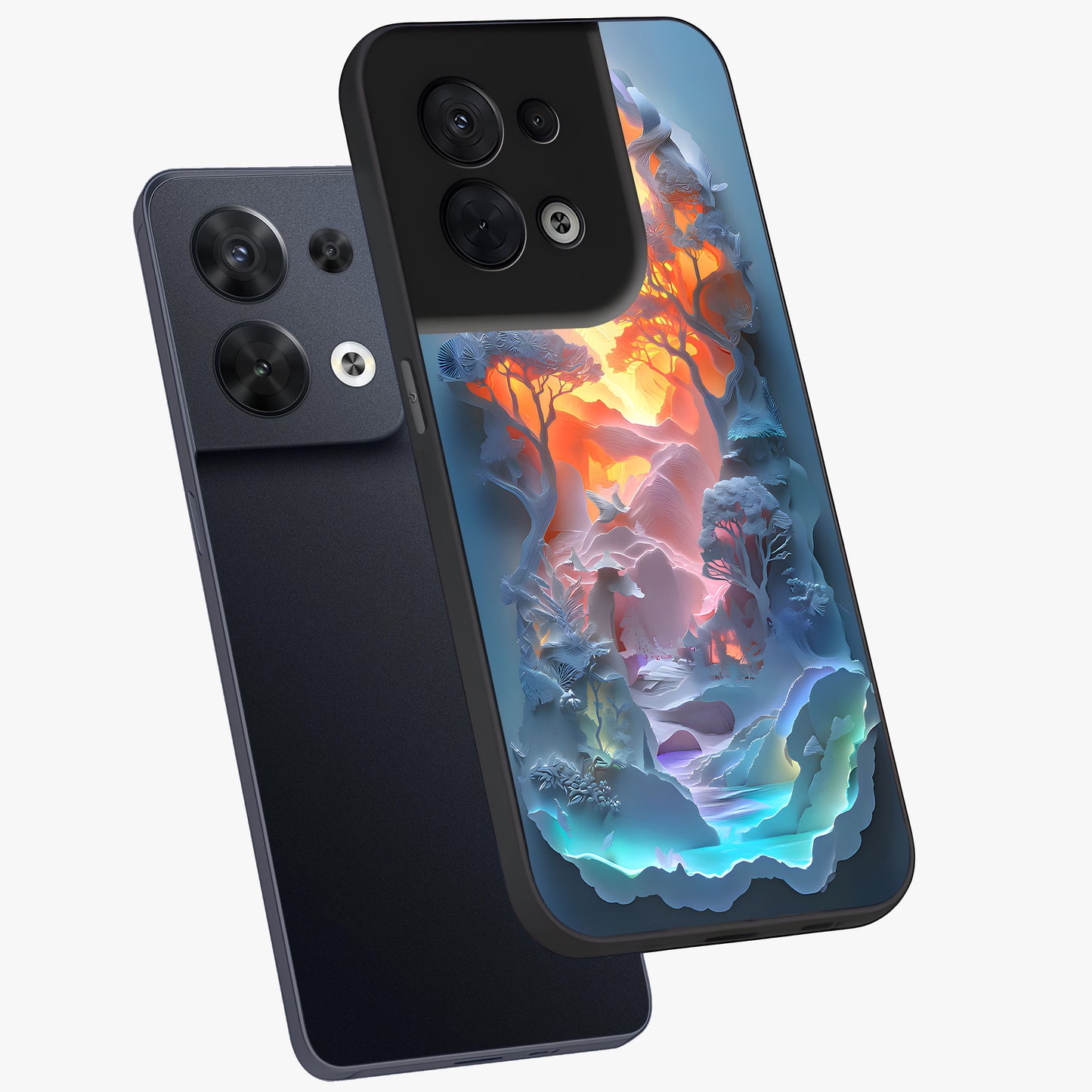 Glow Forest Portal Glass Case displayed in angled mockup highlighting mystical forest design with magical glowing aesthetic.