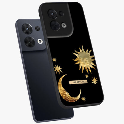 Gold Sun Blush Glass Case displayed in angled mockup highlighting radiant sun design with warm golden aesthetic.