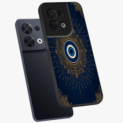 Golden Celestial Charm Glass Case displayed in angled mockup highlighting sparkling cosmic charm design with celestial aesthetic.
