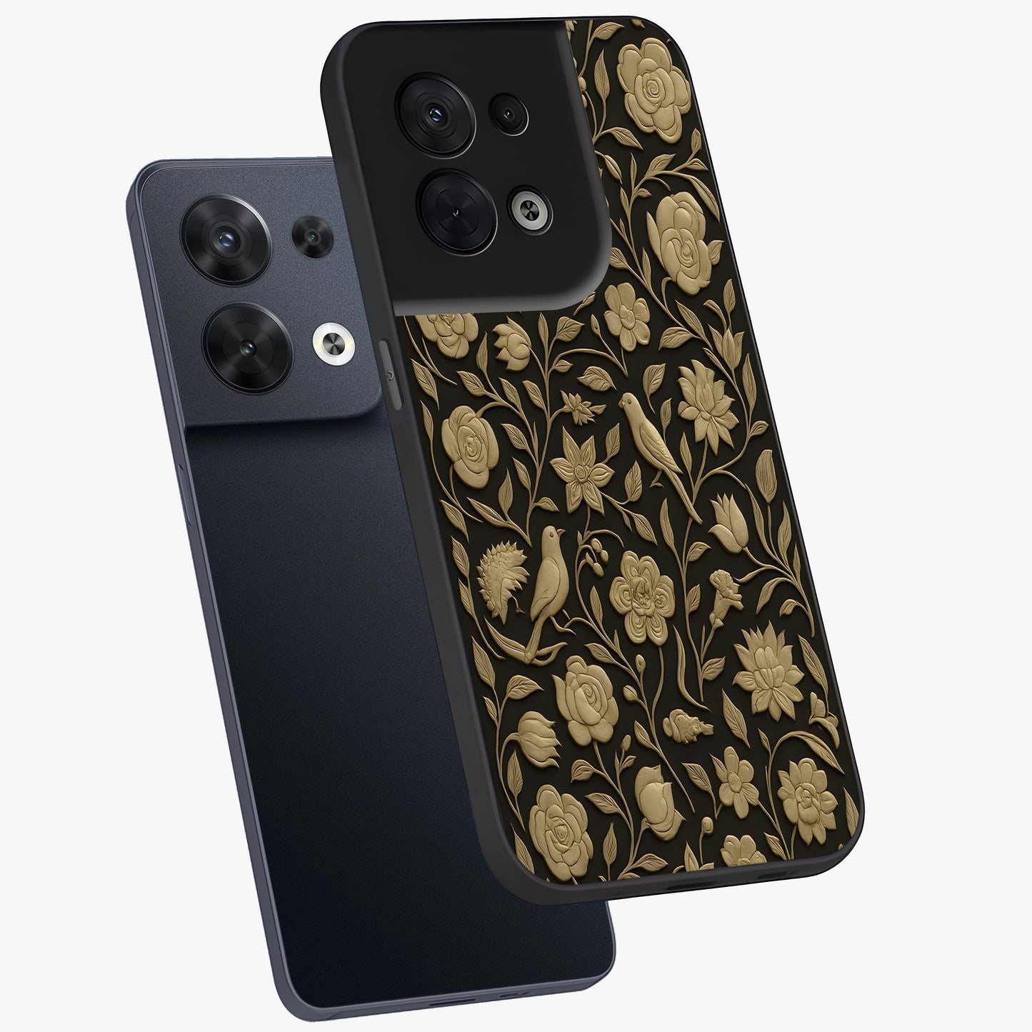 Golden Evil Eye Mandala Glass Case displayed in angled mockup highlighting protective evil eye symbol with golden mandala design.