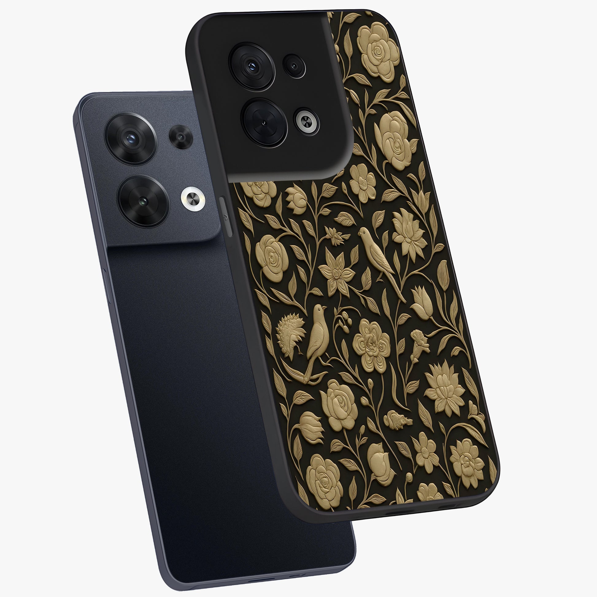 Golden Evil Eye Mandala Glass Case displayed in angled mockup highlighting protective evil eye symbol with golden mandala design.