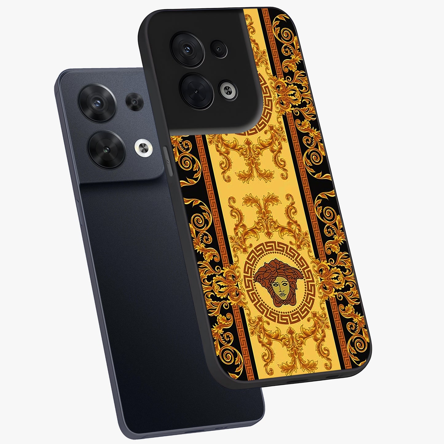 Golden Lotus Glow Glass Case displayed in angled mockup highlighting radiant lotus illustration with spiritual aesthetic.