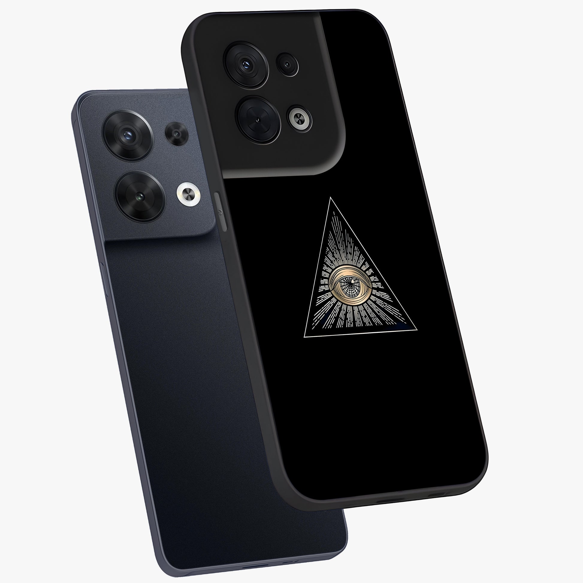 Illuminati Evil Glass Case displayed in angled mockup highlighting dark occult inspired design with bold aesthetic style.