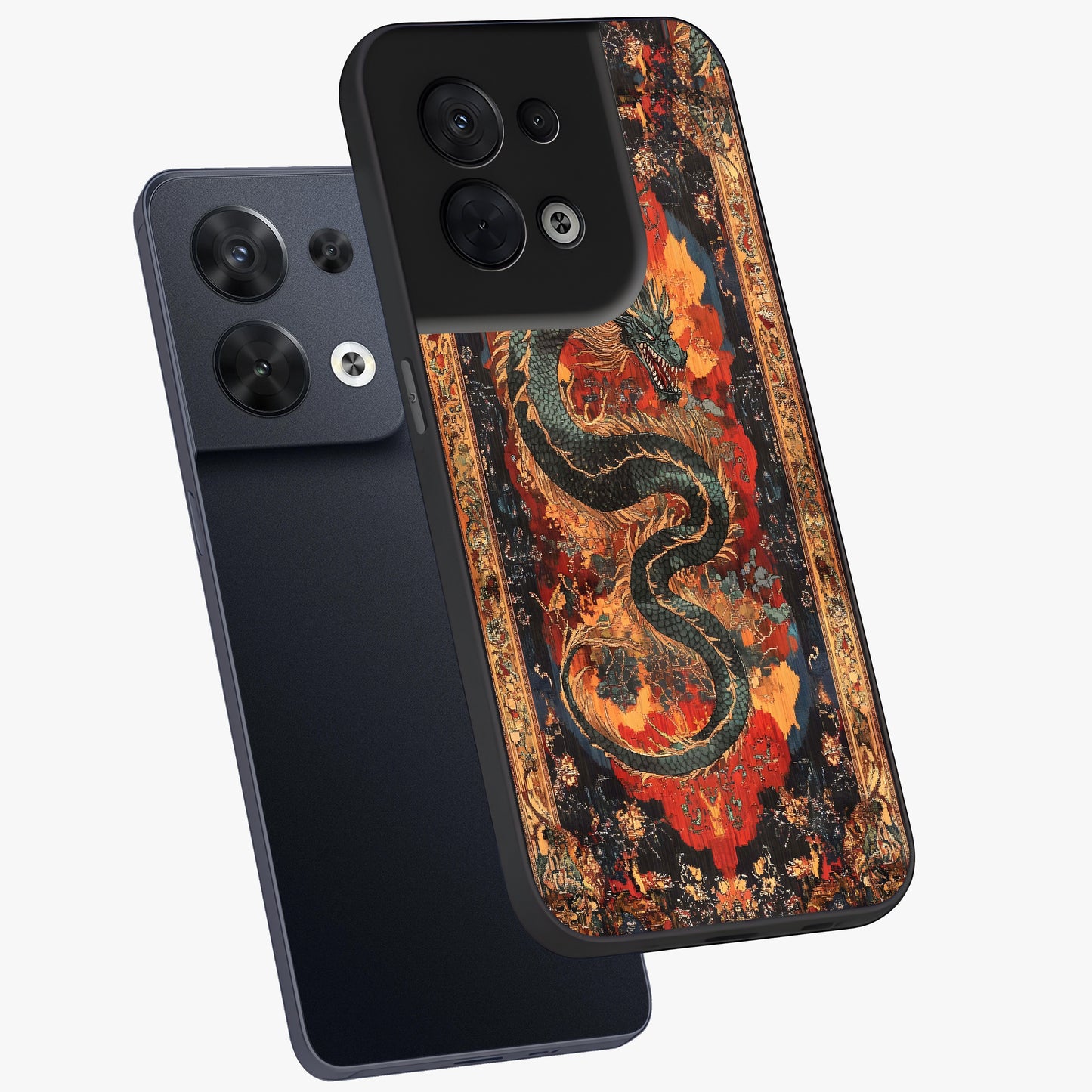 Inferno Dragon Soul Glass Case displayed in angled mockup highlighting powerful dragon illustration with inferno aesthetic.
