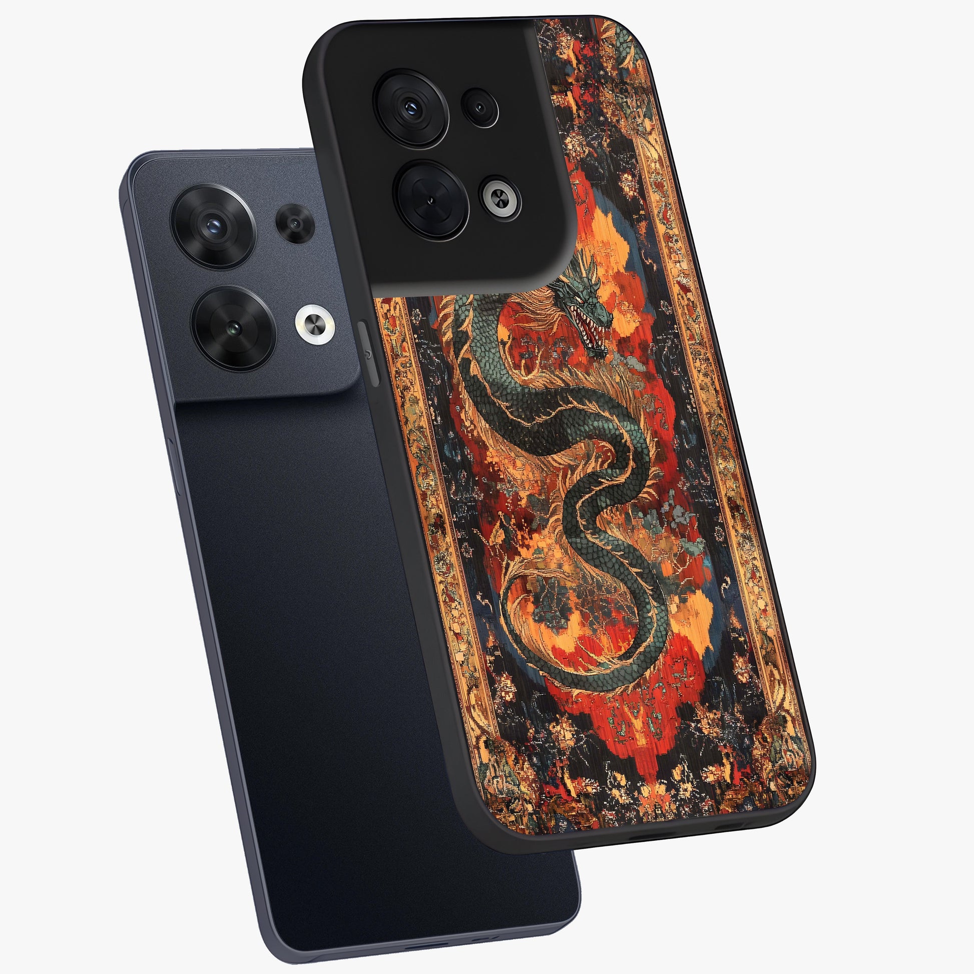 Inferno Dragon Soul Glass Case displayed in angled mockup highlighting powerful dragon illustration with inferno aesthetic.