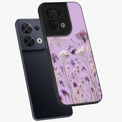 Lavender Blossom Dream Glass Case displayed in angled mockup highlighting dreamy lavender flower design with calming aesthetic style.