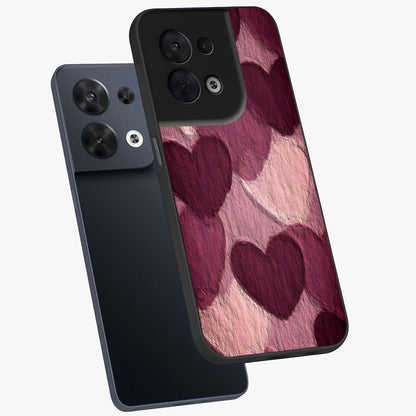 Layered Paper Hearts Glass Case displayed in angled mockup highlighting creative paper craft heart design with romantic aesthetic.