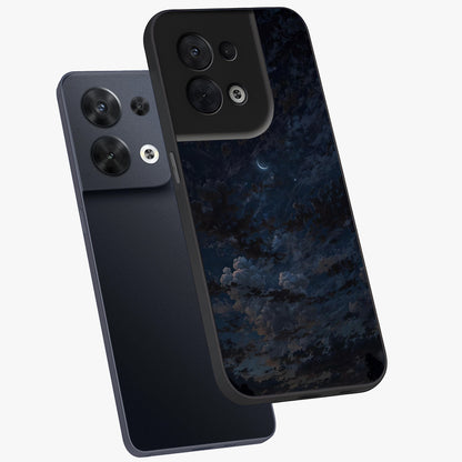 Lunar Veil Silence Glass Case displayed in angled mockup highlighting soft lunar design with peaceful celestial aesthetic.