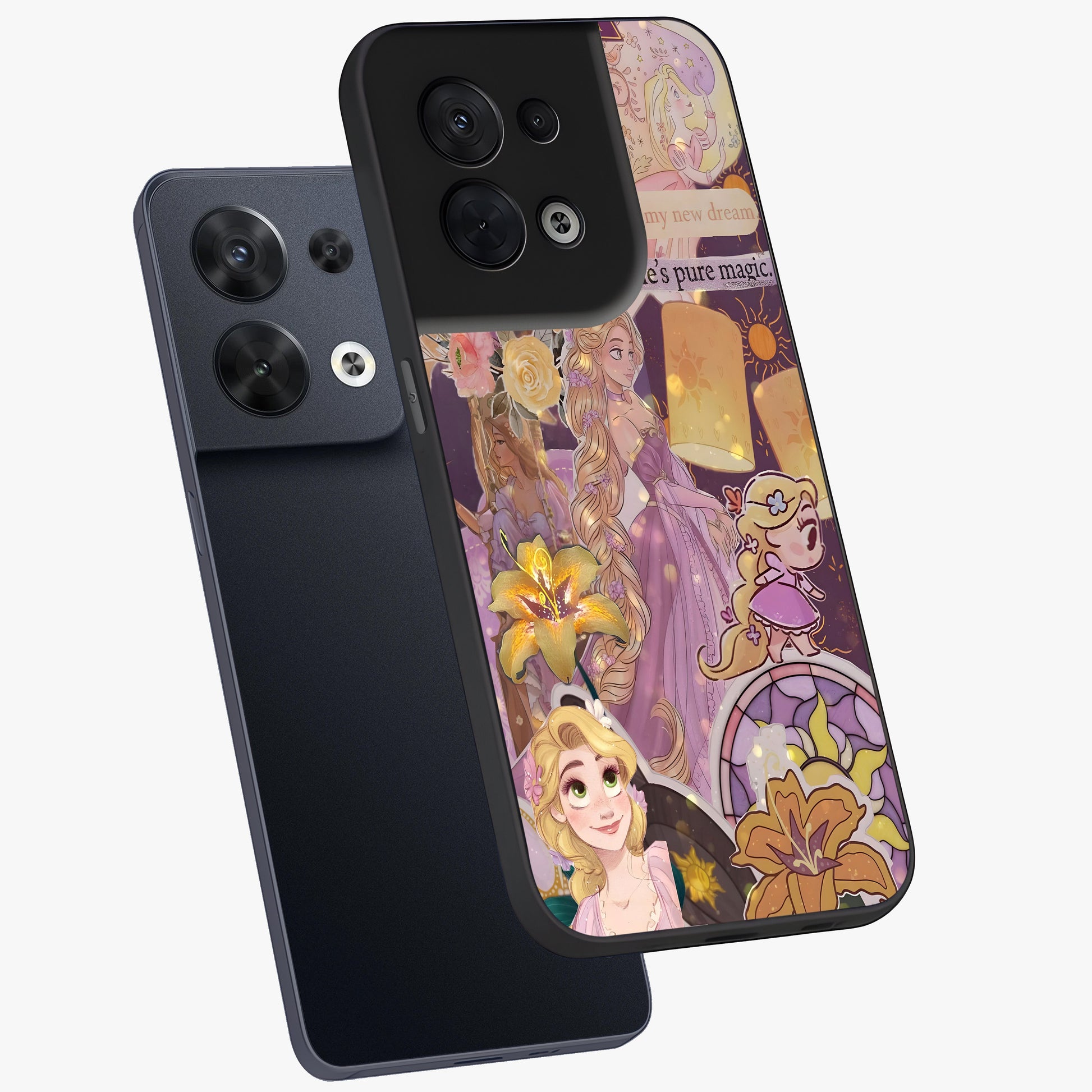 Magical Tangled Dream Glass Case displayed in angled mockup highlighting whimsical fantasy design with magical aesthetic.