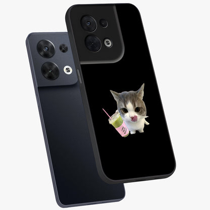 Matcha Cat Style Glass Case displayed in angled mockup highlighting playful feline design with pastel matcha aesthetic.