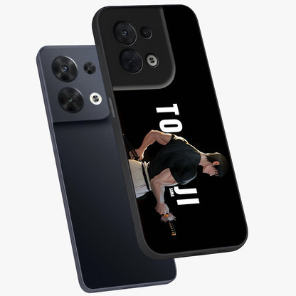 Midnight Blade Resolve Glass Case displayed in angled mockup highlighting powerful blade illustration with dramatic dark aesthetic.