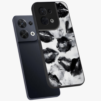 Midnight Kiss Marks Glass Case displayed in angled mockup highlighting playful romantic design with bold midnight aesthetic.