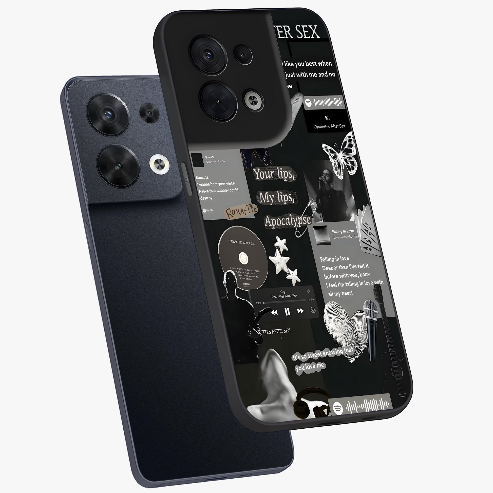 Midnight Love Echo Glass Case displayed in angled mockup highlighting elegant love inspired design with deep aesthetic style.