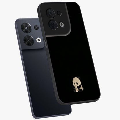Midnight Panda Love Glass Case displayed in angled mockup highlighting adorable panda illustration with midnight aesthetic.