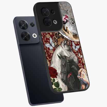 Moonlit Royal Stallion Glass Case displayed in angled mockup highlighting powerful stallion illustration with royal night aesthetic.