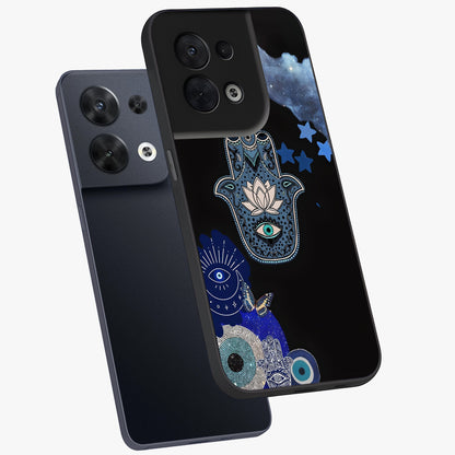 Mystic Hand Aura Glass Case displayed in angled mockup highlighting magical aura design with spiritual aesthetic style.