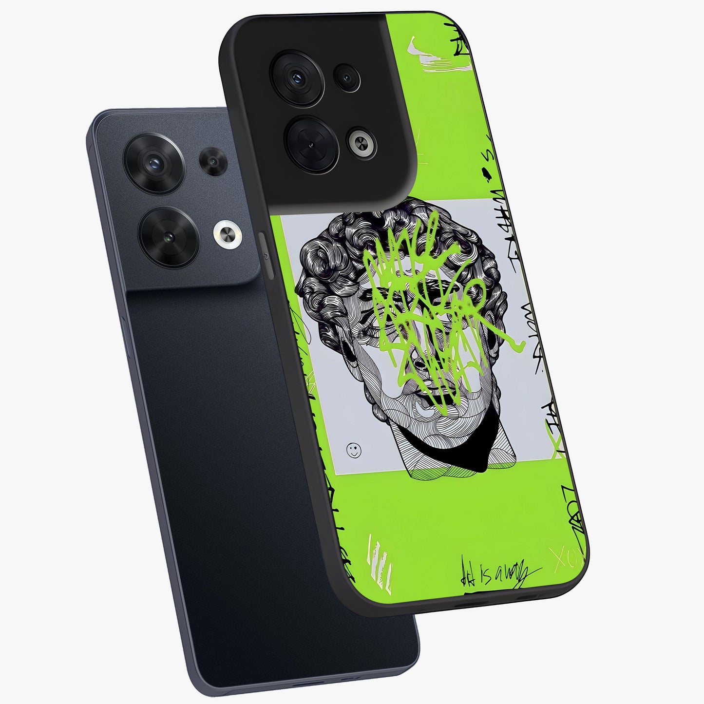 Neo Graffiti Rebellion Glass Case displayed in angled mockup highlighting urban street art design with rebellious aesthetic.