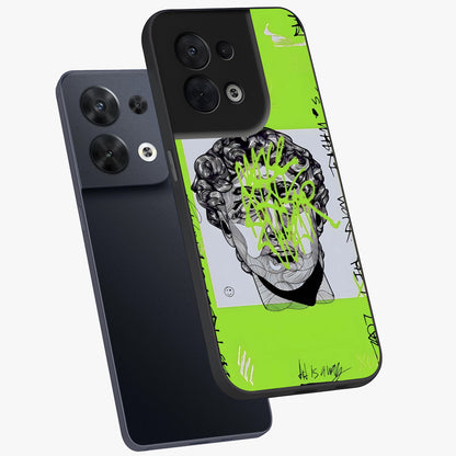 Neo Graffiti Rebellion Glass Case displayed in angled mockup highlighting urban street art design with rebellious aesthetic.