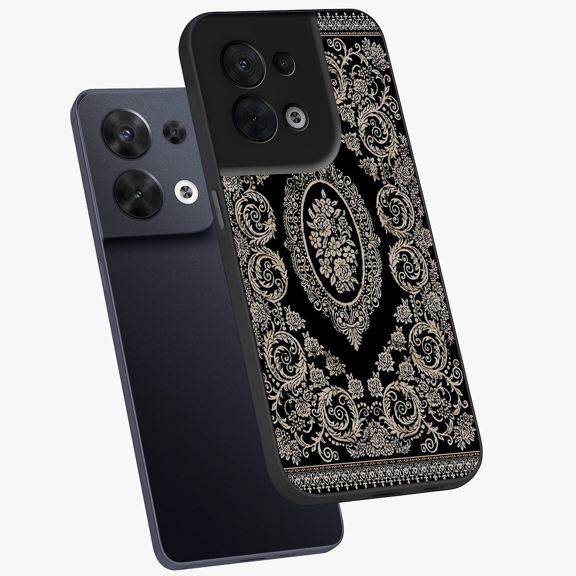Noir Bloom Elegance Glass Case displayed in angled mockup highlighting refined flower design with stylish noir aesthetic.