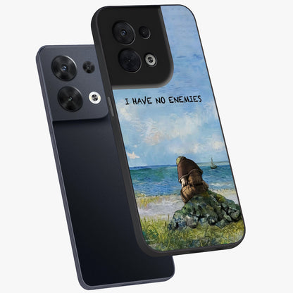 Peace Beyond War Glass Case displayed in angled mockup highlighting meaningful message design with artistic aesthetic style.