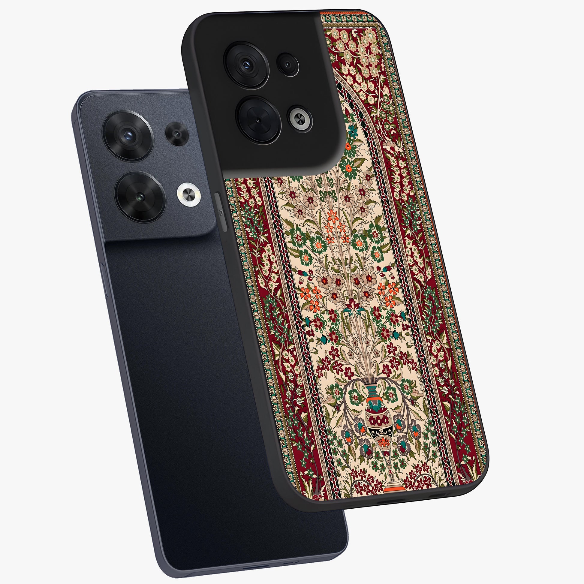 Persian Inspired Glass Case displayed in angled mockup highlighting intricate traditional design with elegant cultural aesthetic.