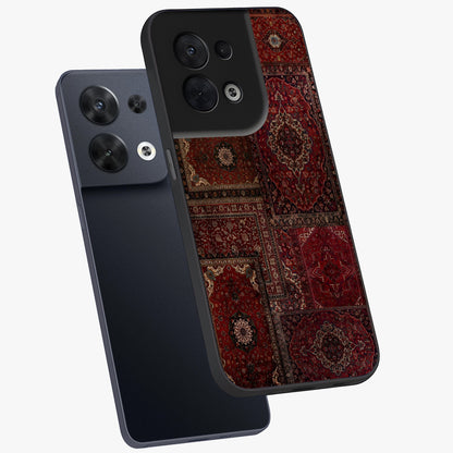 Persian Velvet Tale Glass Case displayed in angled mockup highlighting ornate textile inspired design with royal aesthetic.