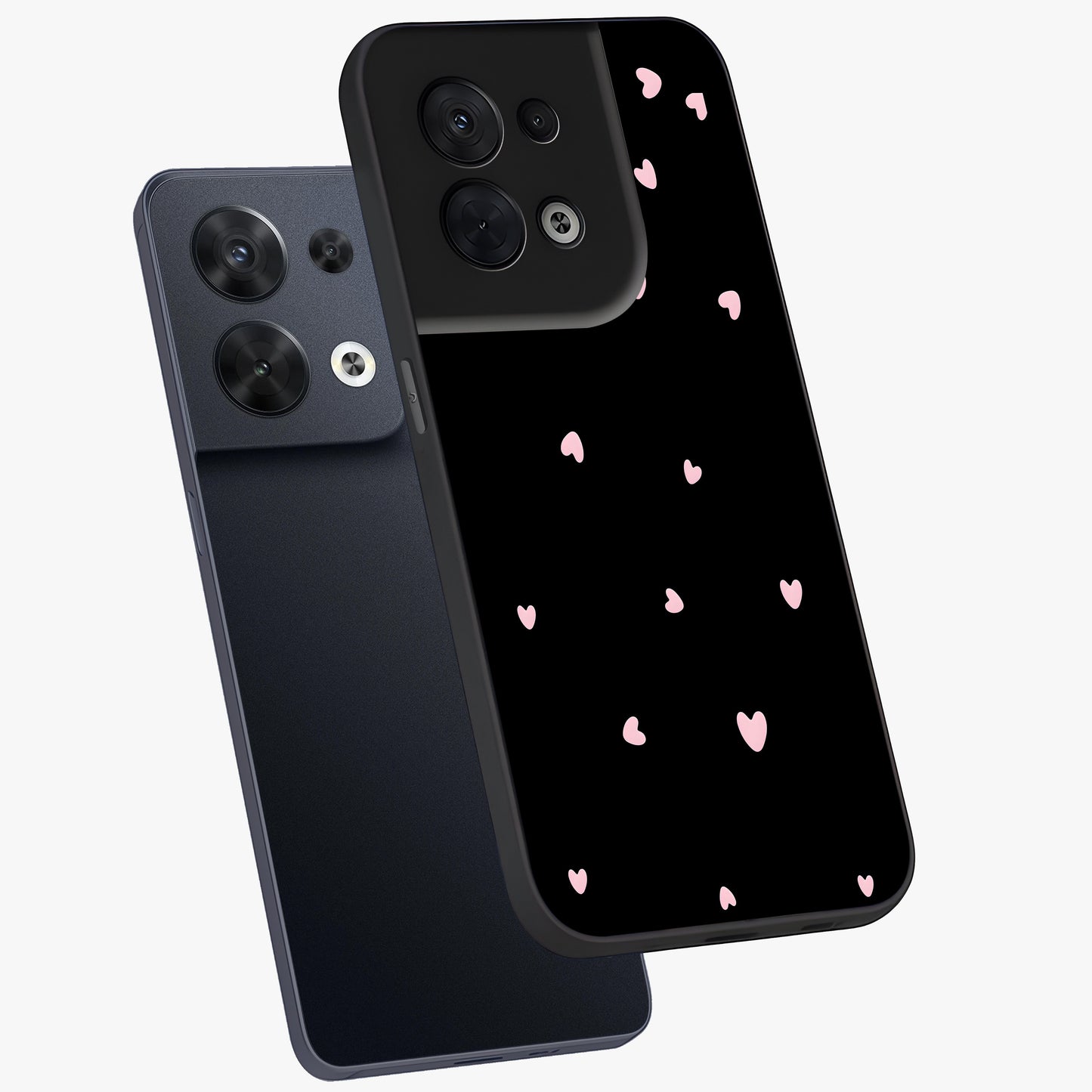 Pink Love Drops Glass Case displayed in angled mockup highlighting cute love drop design with vibrant pink aesthetic.