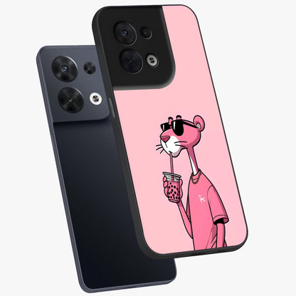 Pink Panther Glass Case displayed in angled mockup highlighting playful cartoon character design with vibrant pink aesthetic.