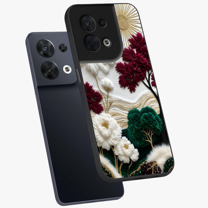 Radiant Bloom Elegance Glass Case displayed in angled mockup highlighting graceful floral design with radiant aesthetic style.