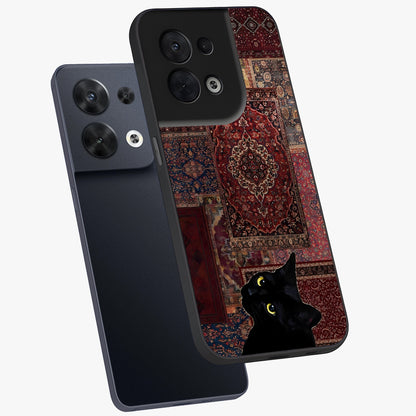 Regal Magic Cat Apple Glass Case displayed in angled mockup highlighting whimsical feline design with fantasy aesthetic.