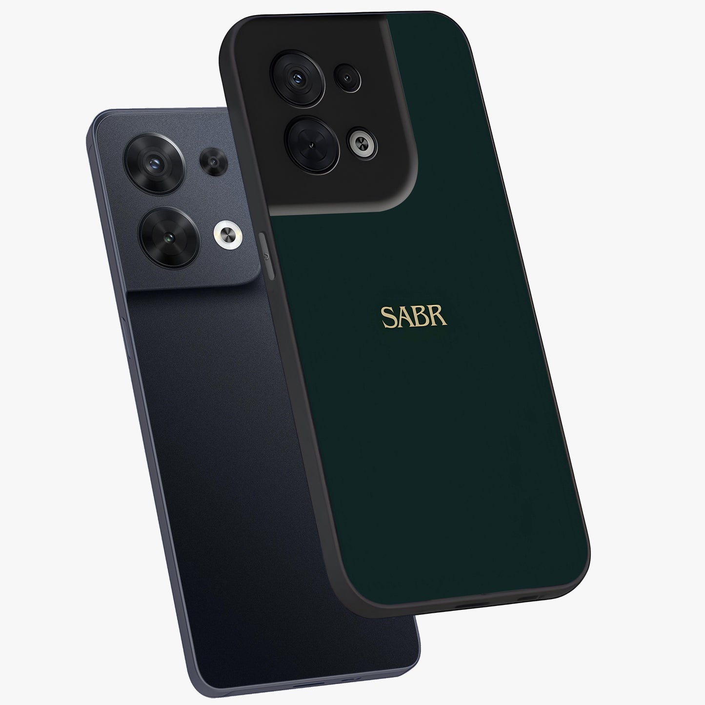 Sabr Minimal Patience Glass Case displayed in angled mockup highlighting simple inspirational design with clean aesthetic style.