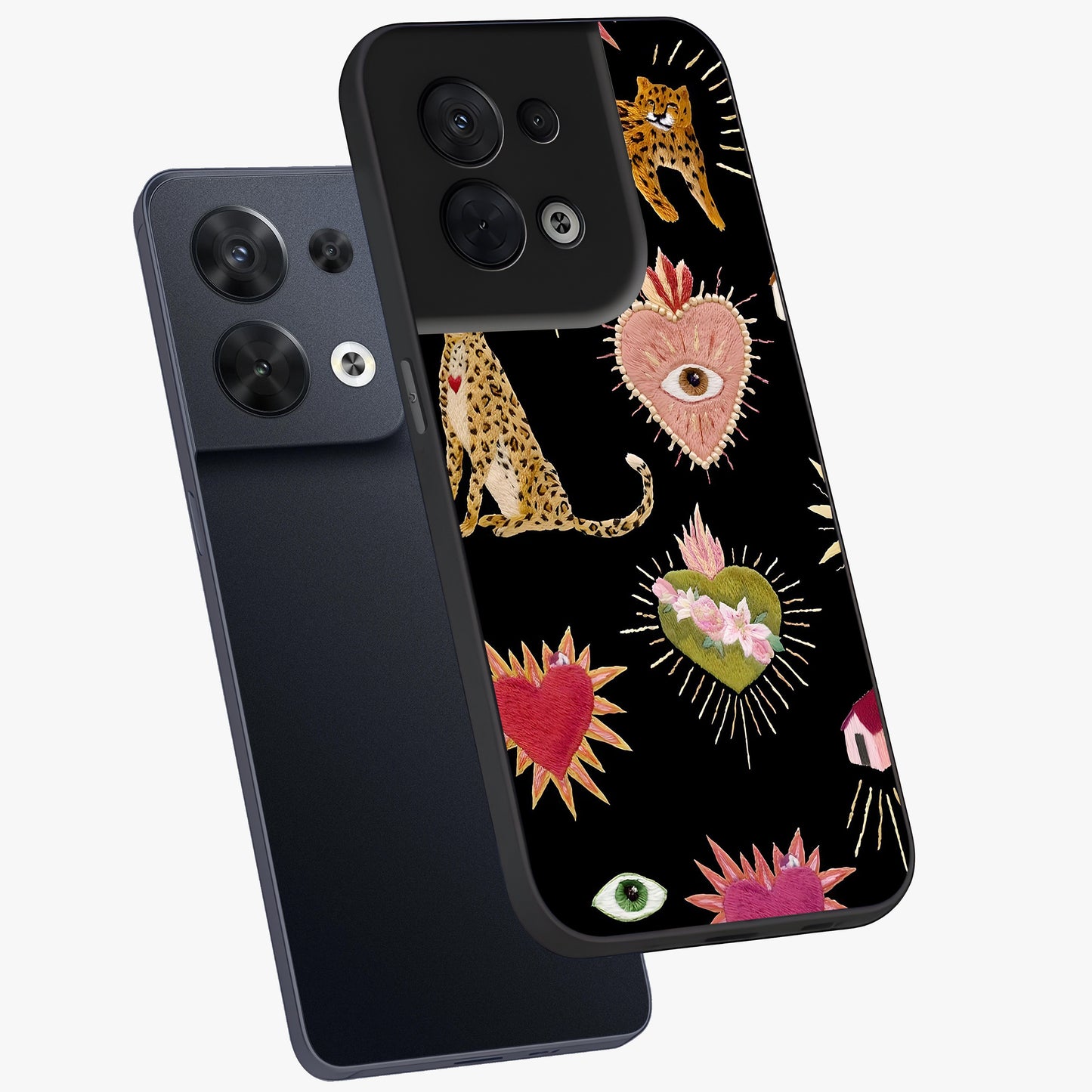 Sacred Jungle Heart Glass Case displayed in angled mockup highlighting lush tropical design with natural aesthetic style.