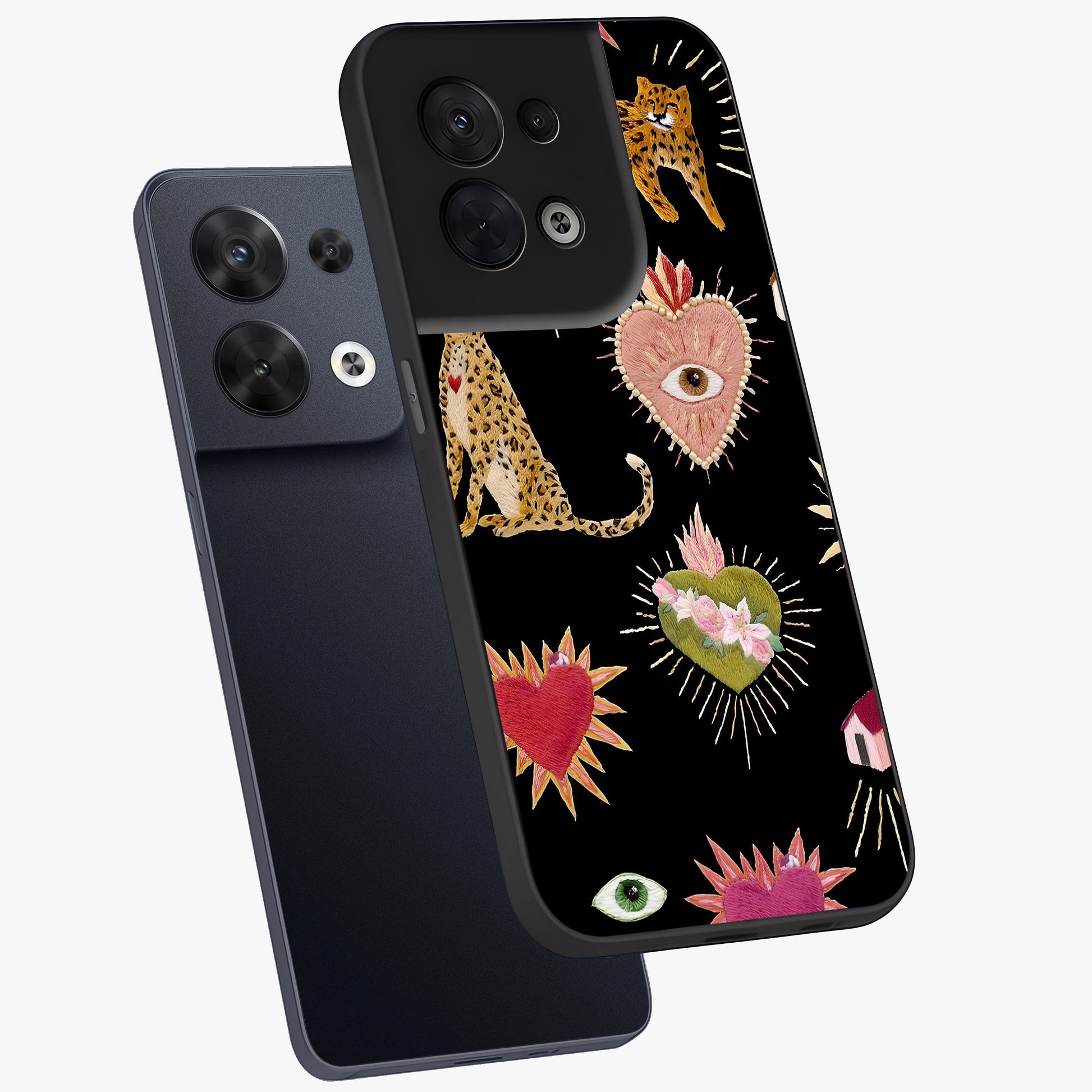 Sacred Jungle Heart Glass Case displayed in angled mockup highlighting lush tropical design with natural aesthetic style.